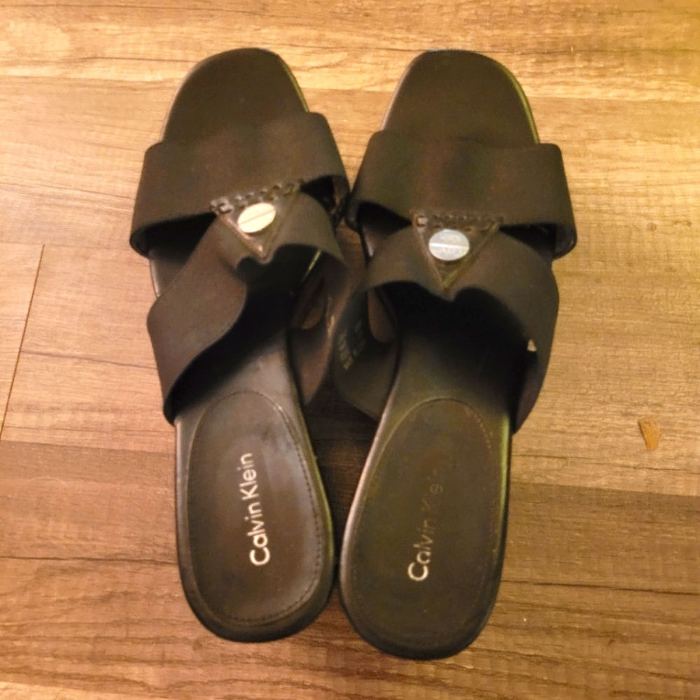 Calvin Klein Black Wedge Heels Size 8.5